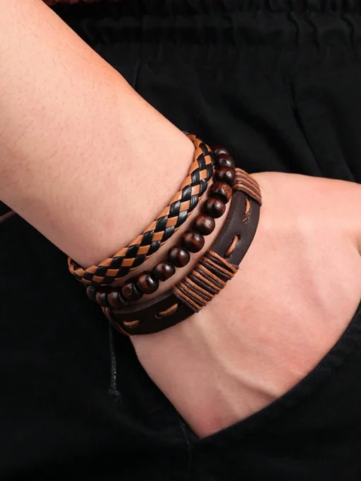 SHEIN 3 Pieces/Set Daily Decoration Men's Beaded Bracelet