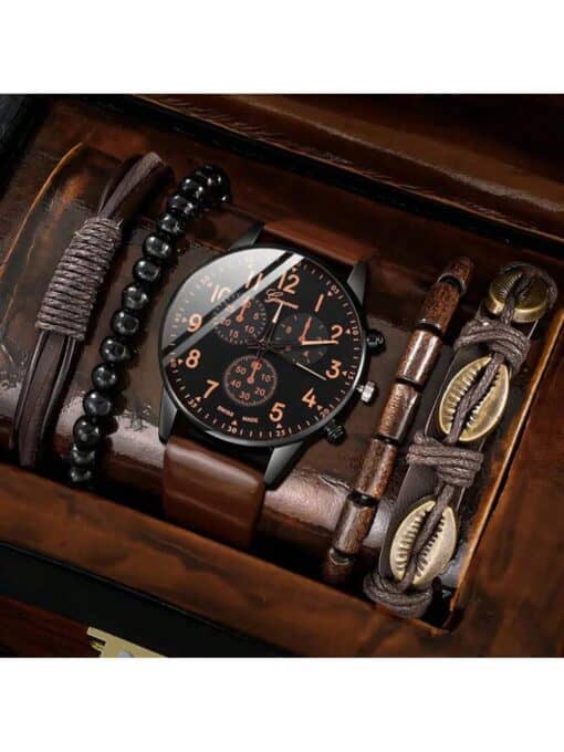 SHEIN 5pcs/Set Men's Casual Quartz Wristwatc