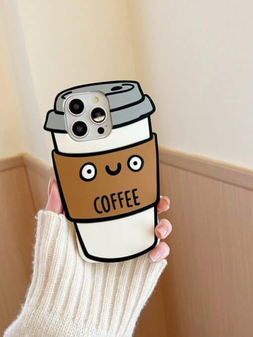 SHEIN New Arrivals Coffee Cup 3D Cartoon Soft Silicone Couple Protective Case