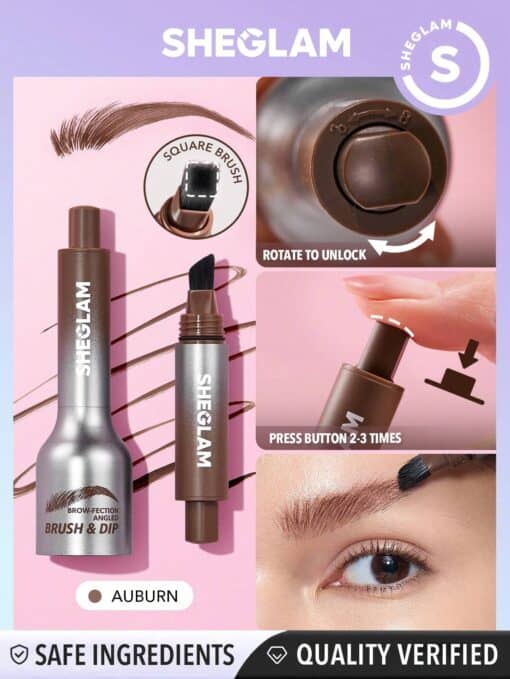 SHEGLAM Brow-Fection Angled Brush & Dip-Auburn Xmas Christmas Gift Winter Y2K Black Friday