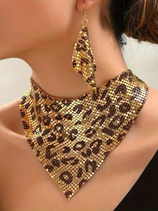 SHEIN 1set Leopard Print Charming Jewelry Set