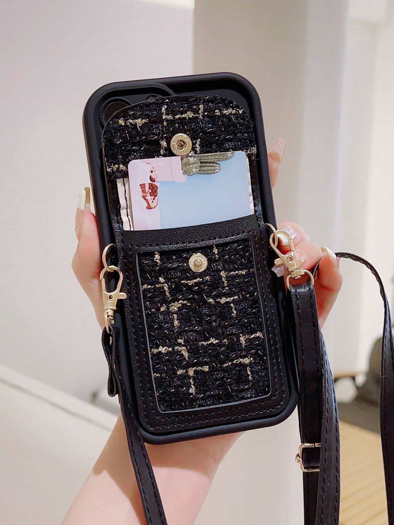 ⁦SHEIN Phone Charm Crossbody Card Case Phone Cover Compatible With IPhone⁩ - الصورة ⁦3⁩