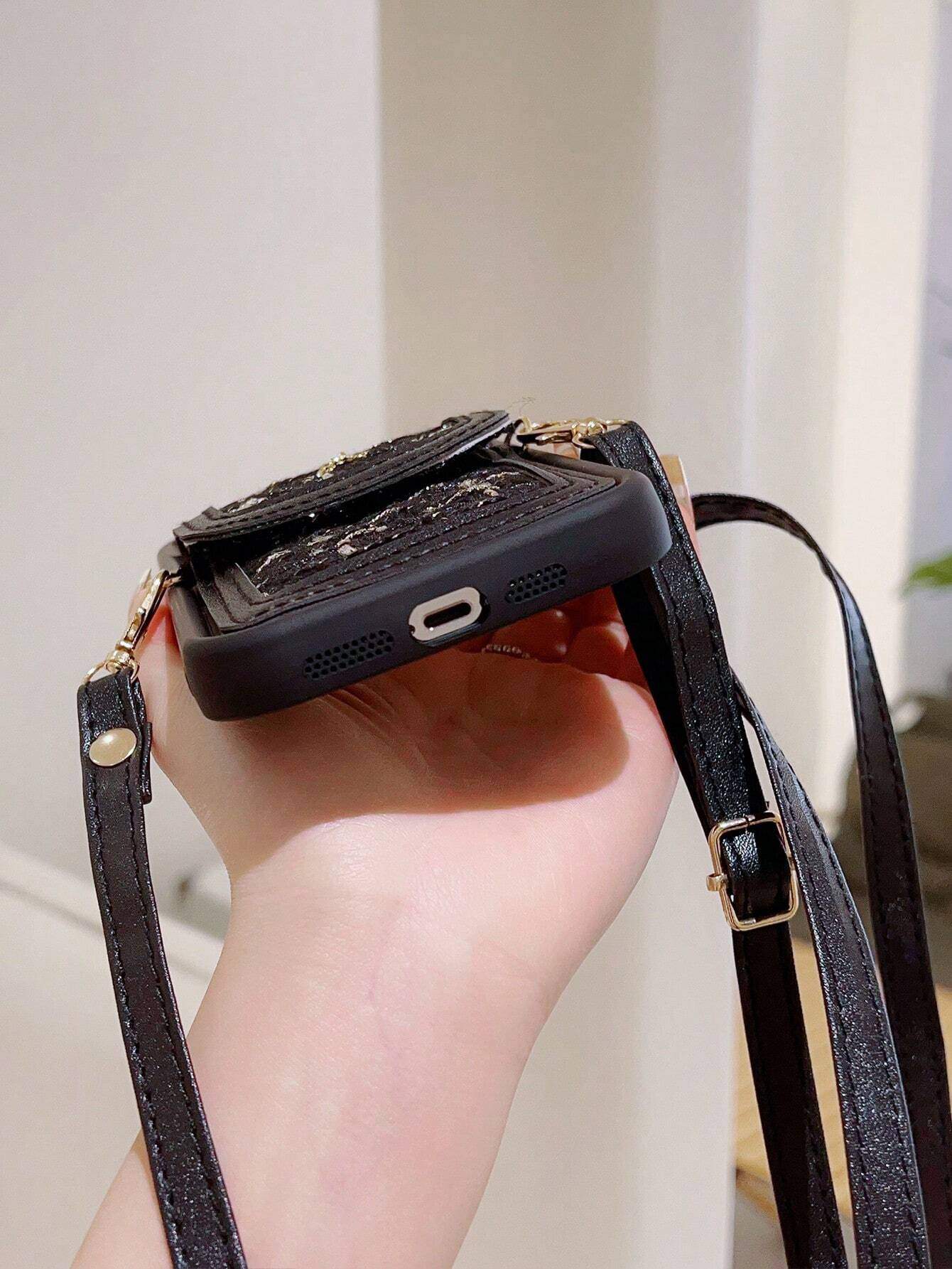⁦SHEIN Phone Charm Crossbody Card Case Phone Cover Compatible With IPhone⁩ - الصورة ⁦4⁩