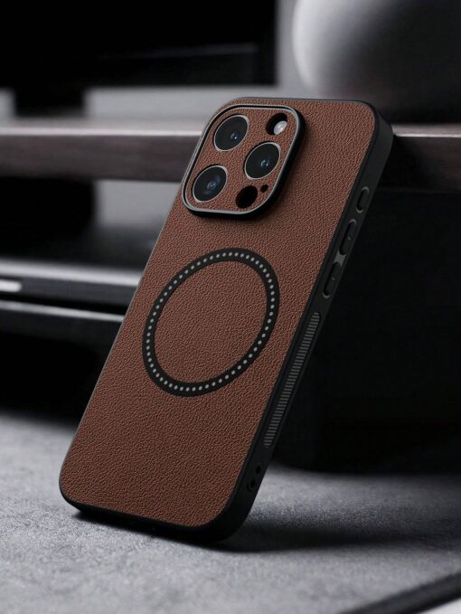 SHEIN 1 Piece Of Brown Anti-Drop Wireless Charging Magnetic Adsorption Phone Case