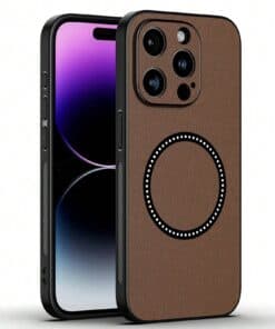 Alternative view of SHEIN 1 Piece Of Brown Anti-Drop Wireless Charging Magnetic Adsorption Phone Case
