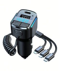 SHEIN 1pc 3 In 1 Multi-functional MP3 Player Car Charger 1 USB Charging Ports & 1pc Type-C Data Cable