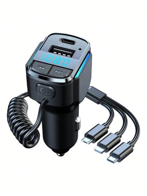 SHEIN 1pc 3 In 1 Multi-functional MP3 Player Car Charger 1 USB Charging Ports & 1pc Type-C Data Cable