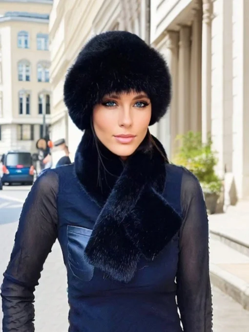 SHEIN 1pc European And American Fashion Warm & Versatile Mongolian Cap(Black)