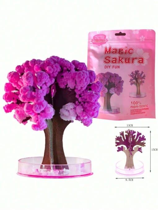 SHEIN 1pc Magic Growing Tree Paper Sakura Crystal Trees Desktop Cherry Blossom Ornaments(Cherry Blossom Tree)