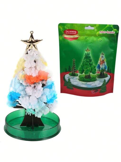 SHEIN 1pc Magic Growing Tree Paper Sakura Crystal Trees Desktop Cherry Blossom Ornaments(Colorful Christmas Tree)