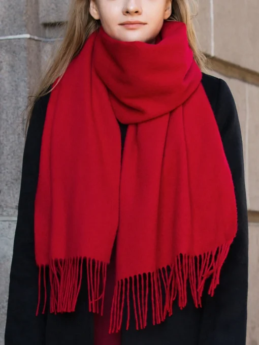 SHEIN 1pc Women's Red Small Faux Cashmere Warm (Red)