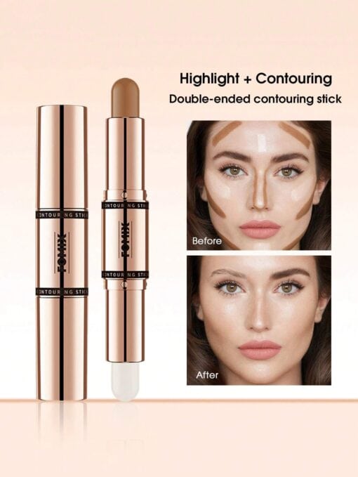 FOMIX Double Ended Highlight & Contouring Stick,1Pc Multi-Function Contouring Stick Matte Contouring Nose Shadow Contour Wand