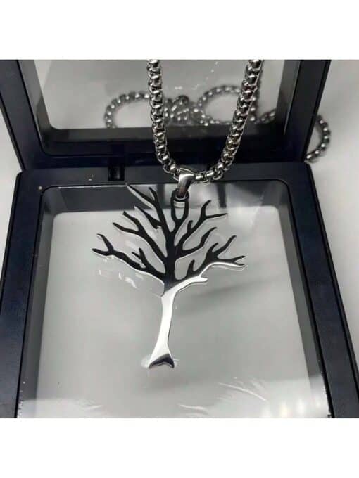 SHEIN Fashion Charm Tree Of Life Pendant Stainless Steel Necklace Boys Girls Accessories Party Jewelry