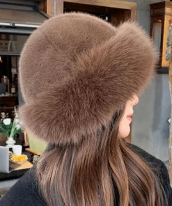 SHEIN New Plush Mongolian Hat Ladies Autumn AndWinter Cold Warm Atmosphere With Cute PlushHats (Brown)