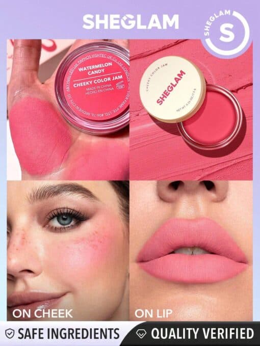 SHEGLAM Cheeky Color Jam-Watermelon Candy 6 Shades Multi-Use Cream Blush Lip Cream