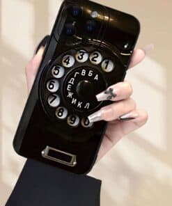 Alternative view of SHEIN 1pc Retro Black Telephone Printed 2D Pattern