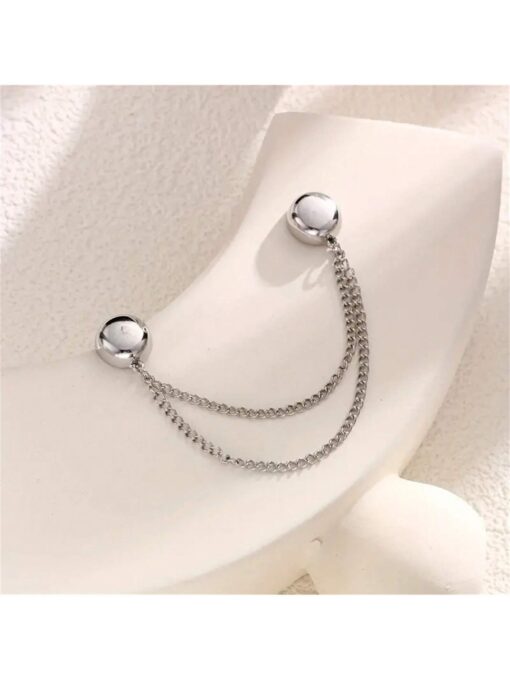 SHEIN 1pc Adjustable Magnetic Pant Clip And Cuff Clip - Alloy, Detachable Hem Clasps (Silver)