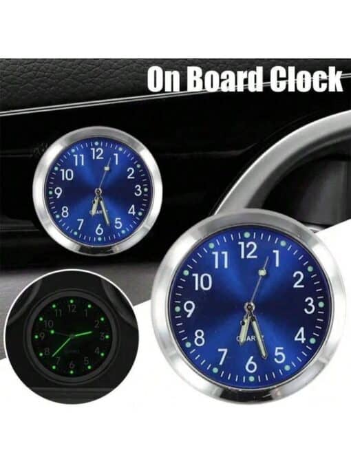 SHEIN 1pc Deluxe Glow-In-The-Dark Analog Car Clock - Stylish Stick-On Dashboard Timepiece