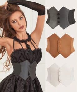 Alternative view of SHEIN 1pc Geometric Pattern PU Leather Elastic Waist Belt/Strap (Black)