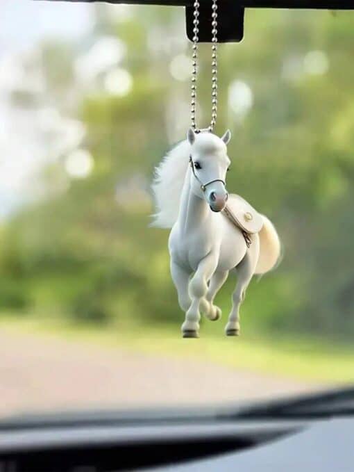 SHEIN 1pc New White Horse, Cat & Dog Shaped 2D Acrylic Flat Pendant Ornament