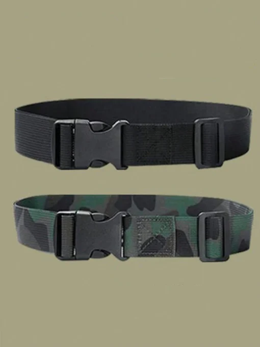 SHEIN 1pc No Metal Camouflage Pattern Elastic Canvas Casual Belt With Buckle