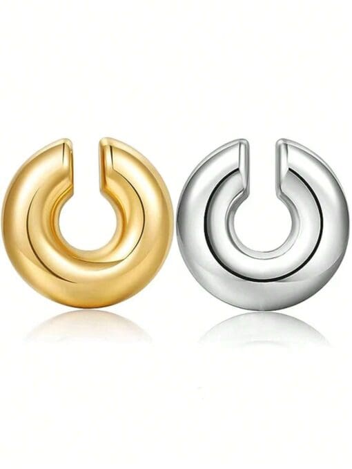 SHEIN 2pcs-6pcs Gothic Style Thick Hollow C-Shaped Ear Cuffs, Non-Piercing Earrings