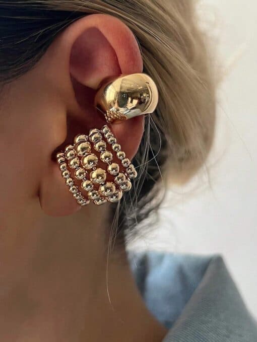 SHEIN 2pcs Exaggerated Wide Copper Clip-On Earrings