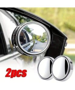 SHEIN 2pcs Small Round Mirror High-Definition Glass Car-Mounted Adjustable 360-Degree (Silver)