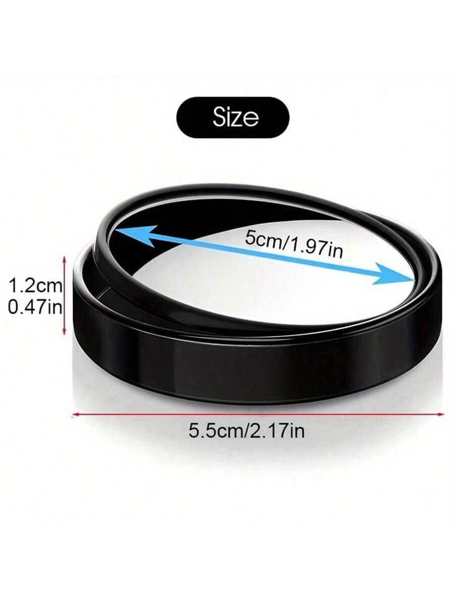 SHEIN 2pcs Small Round Mirror High-Definition Glass Car-Mounted Adjustable 360-Degree (Black) - الصورة 4