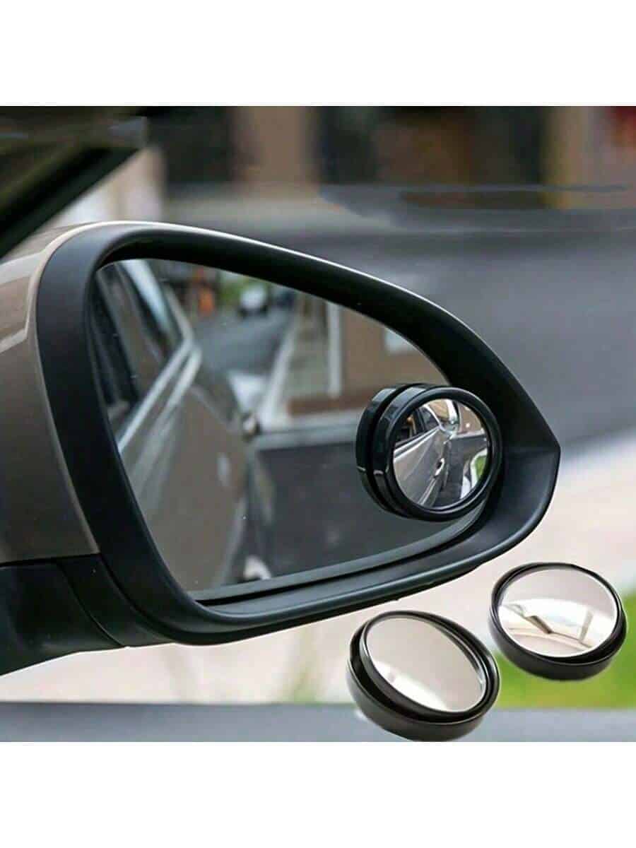 SHEIN 2pcs Small Round Mirror High-Definition Glass Car-Mounted Adjustable 360-Degree (Black) - الصورة 8