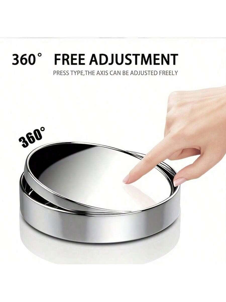 SHEIN 2pcs Small Round Mirror High-Definition Glass Car-Mounted Adjustable 360-Degree (Black) - الصورة 7