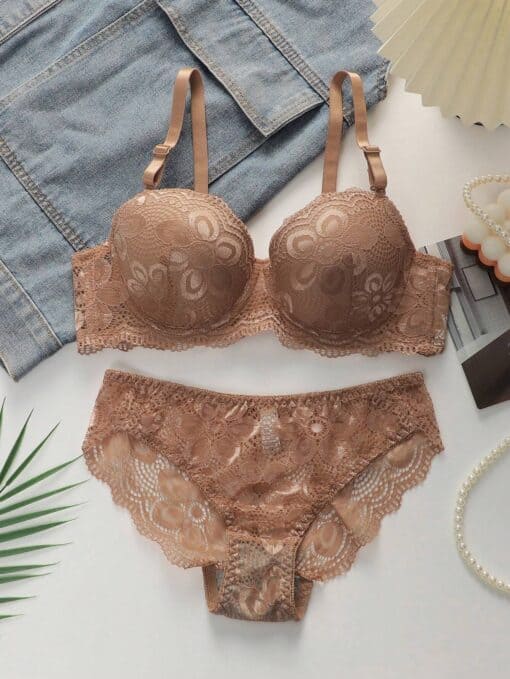 SHEIN 2pcs Women Lingerie Set (With Underwire, Triangle Panty)
