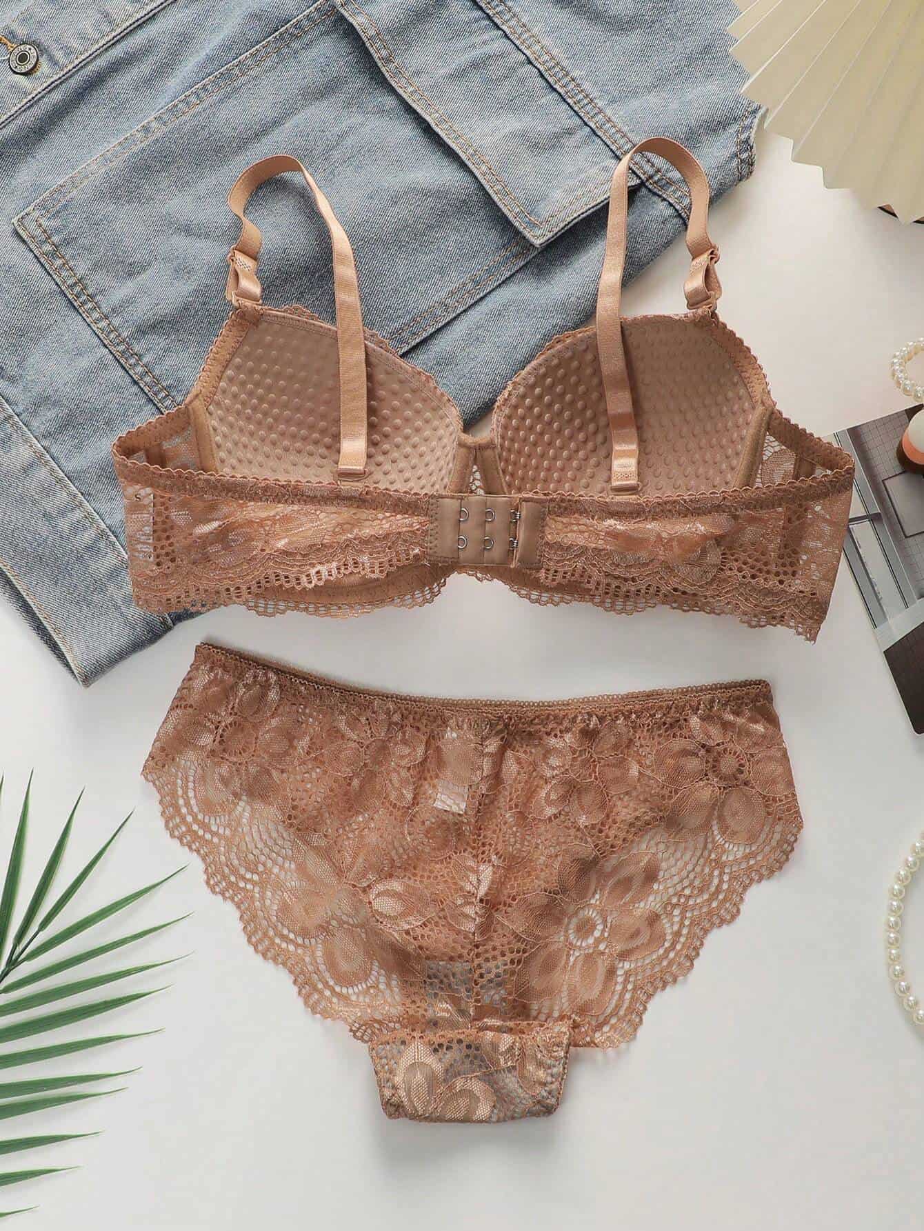 ⁦SHEIN 2pcs Women Lingerie Set (With Underwire, Triangle Panty)⁩ - الصورة ⁦2⁩