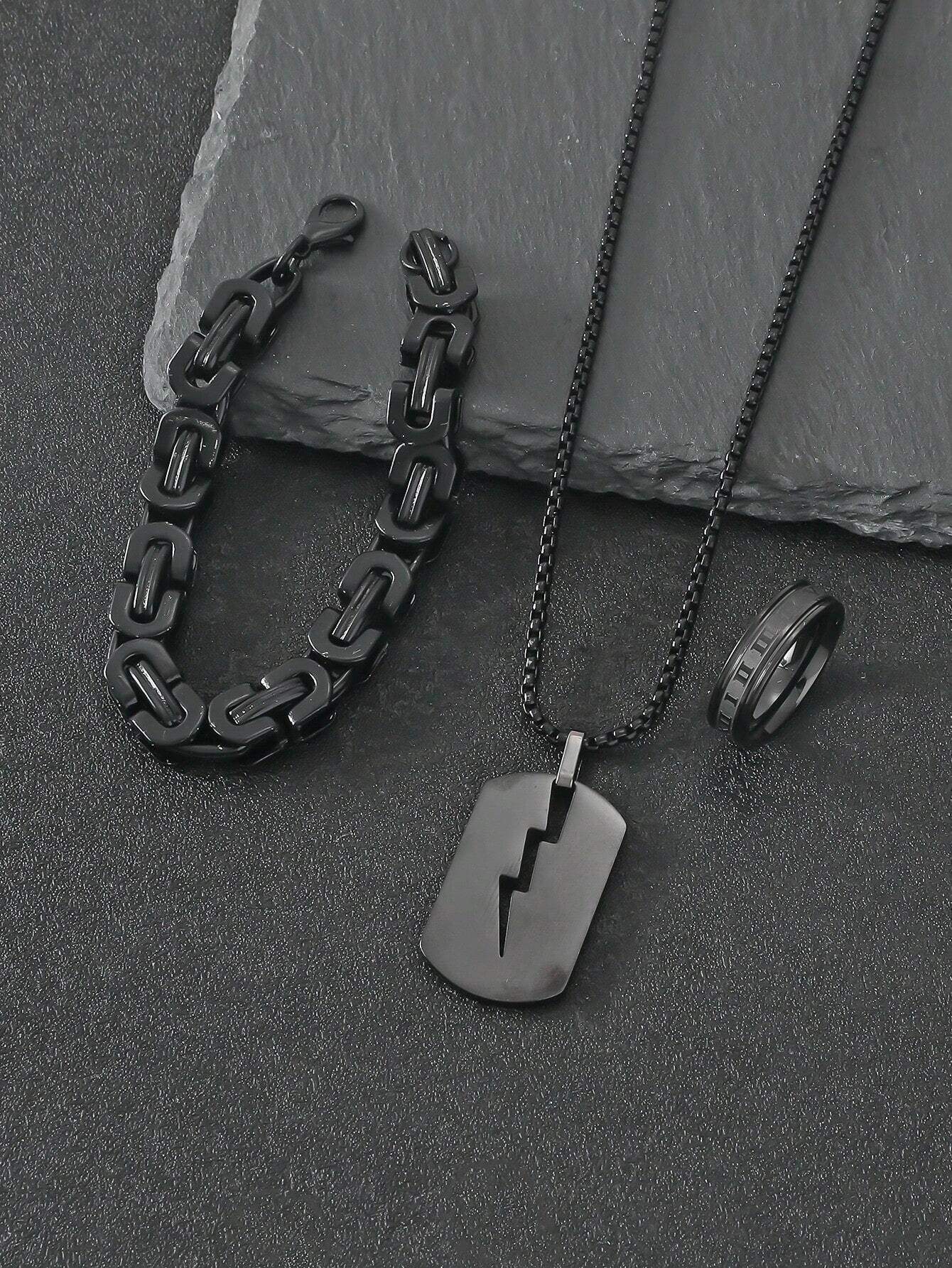 SHEIN 3pcs/Set Fashionable Colorful Men Jewelry Set