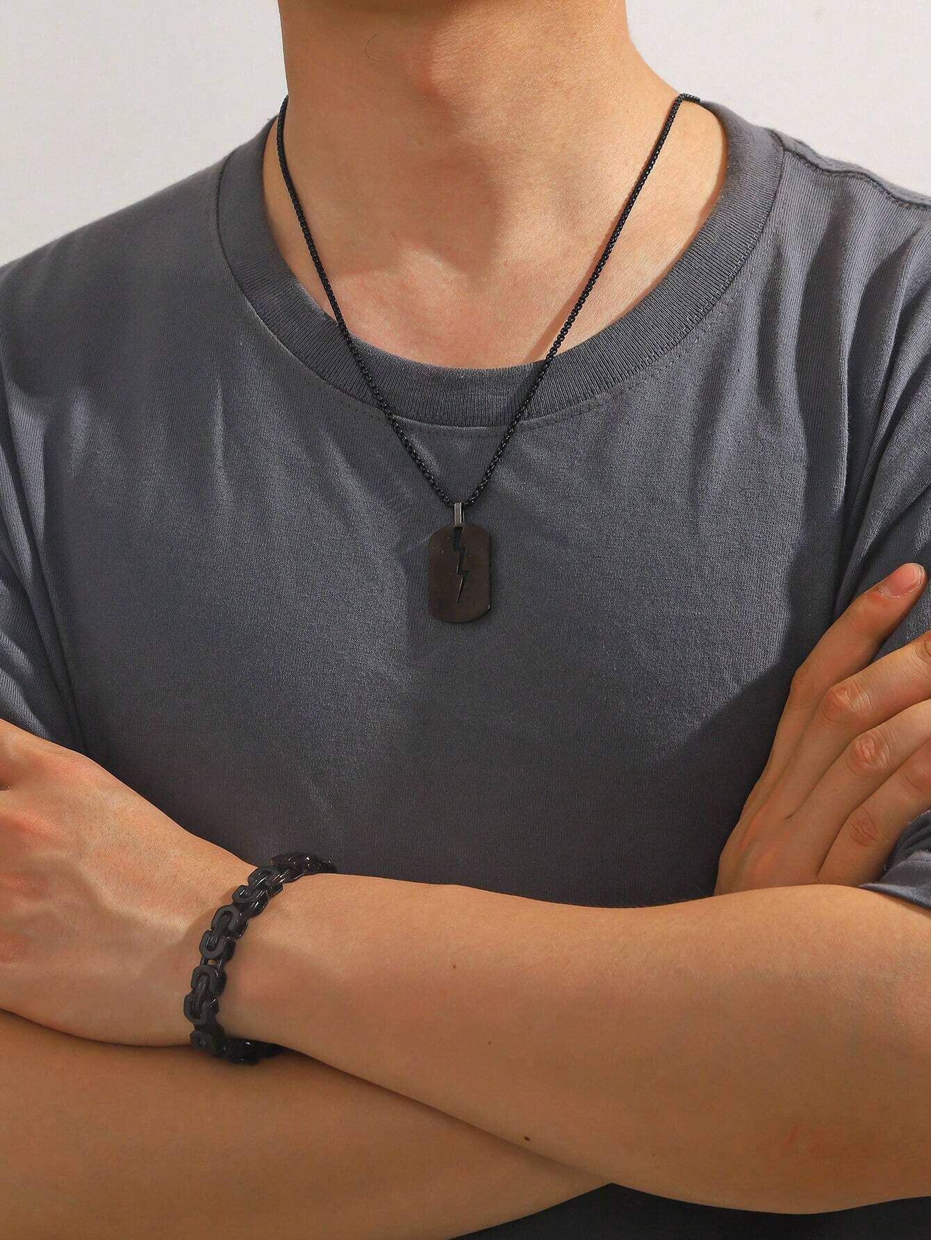 SHEIN 3pcs/Set Fashionable Colorful Men Jewelry Set - الصورة 2