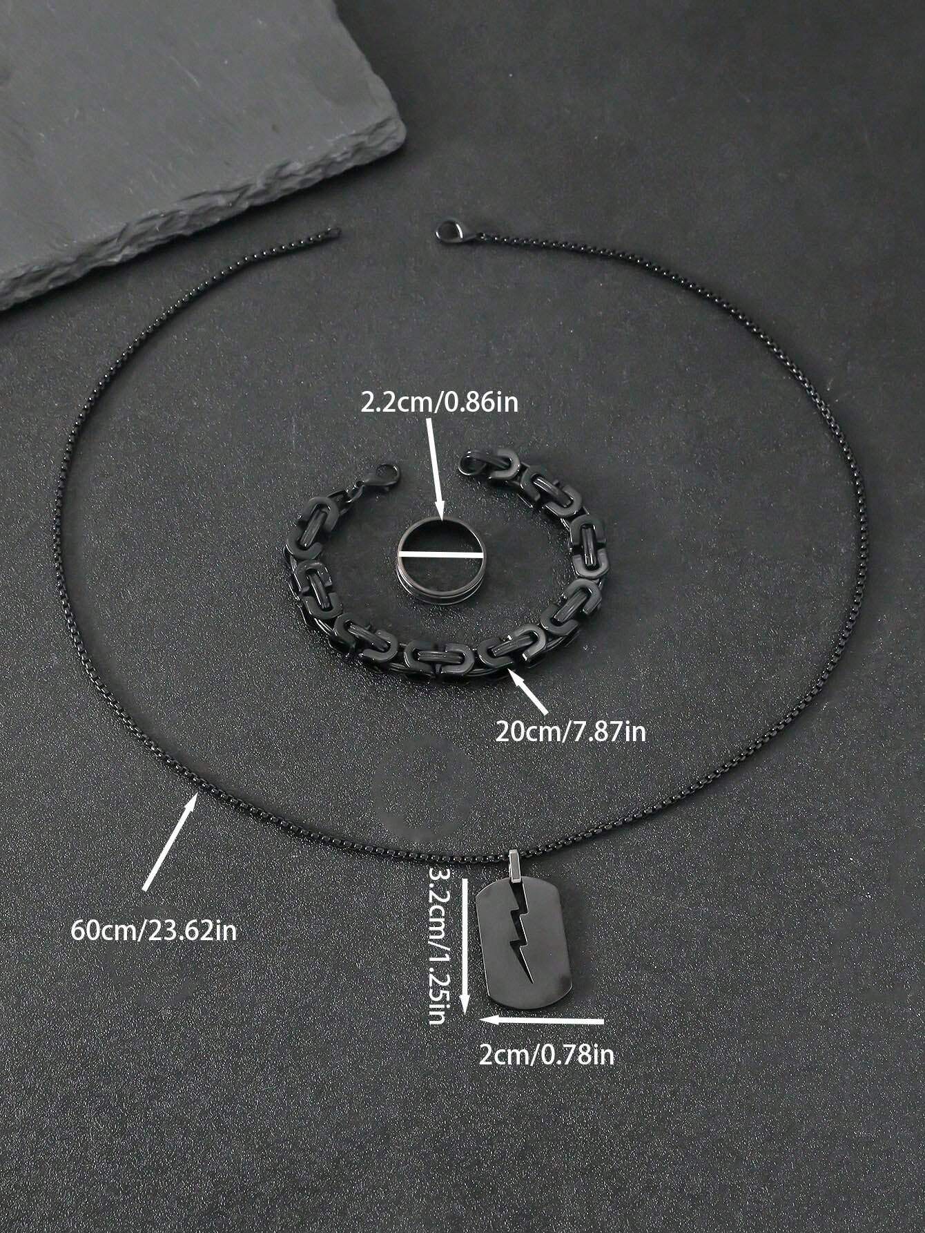 SHEIN 3pcs/Set Fashionable Colorful Men Jewelry Set - الصورة 4