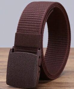 SHEIN 3pc Automatic Buckle Nylon Belts, Fashionable Men's Canvas Outdoor Belt (Brown)