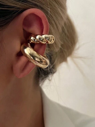 SHEIN 3pcs Exaggerated Wide Face Hoop Earrings