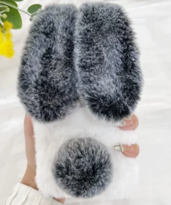 SHEIN Bunny Rabbit Ear Decor Plush PC Phone Case