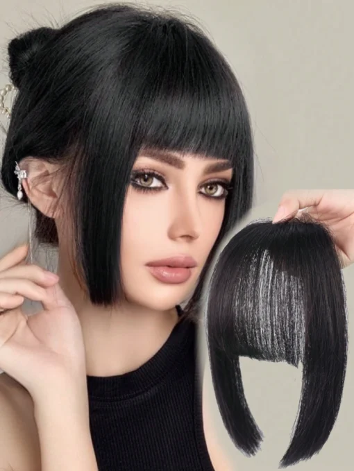 SHEIN Clip In Bangs Hair Extension Synthetic Wig Fake Fringe Natural Hair