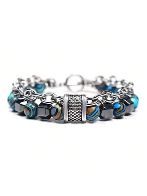 SHEIN Hip-Hop Street Style Fashionable Peacock Stone Bracelet