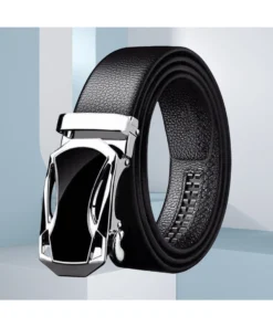 SHEIN Men's Automatic Buckle PU Leather Belt, Business Dress Belt, Ideal Gift Choice