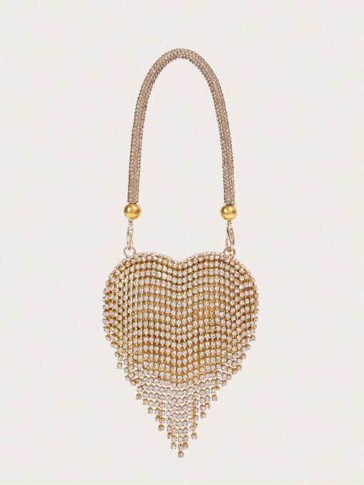 SHEIN New Women's Diamond Heart Evening Clutch Bag (Gold)
