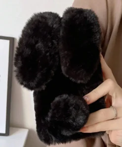 SHEIN Rabbit Ear Decor Plush PC Phone Case Kawaii