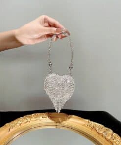 Alternative view of SHEIN Lightweight, Business Casual Rhinestone Decor Bucket Bag Mini Drawstring Design (Silver)