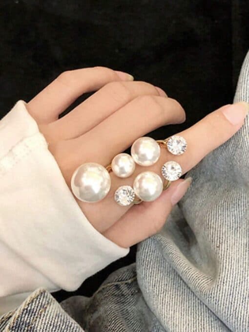 SHEIN 1 Pc Opening Adjustable Faux Pearl Ring Personalized Everyday Wear Gift