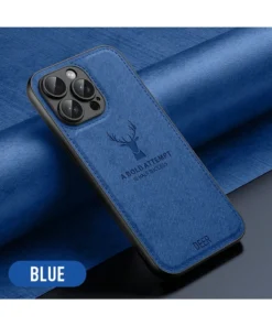 SHEIN 1pc Deer Antler Pattern Luxury Full Coverage Leather Shockproof Anti-Scratch Phone Case