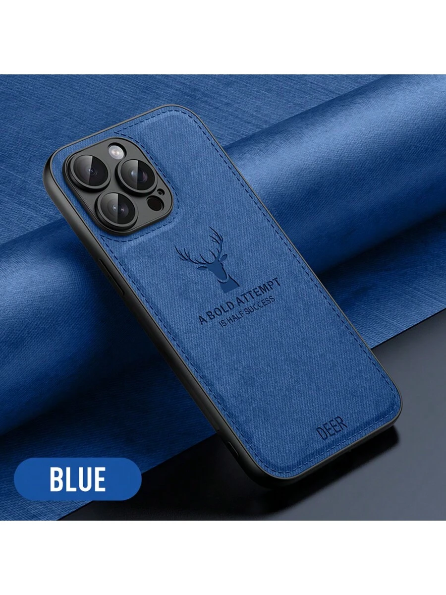 SHEIN 1pc Deer Antler Pattern Luxury Full Coverage Leather Shockproof Anti-Scratch Phone Case