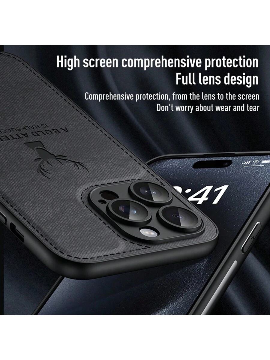 SHEIN 1pc Deer Antler Pattern Luxury Full Coverage Leather Shockproof Anti-Scratch Phone Case - الصورة 4