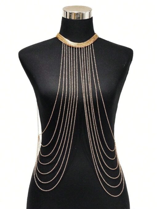 SHEIN 1pc Fashion Iron Alloy Layered Body Chain For Women